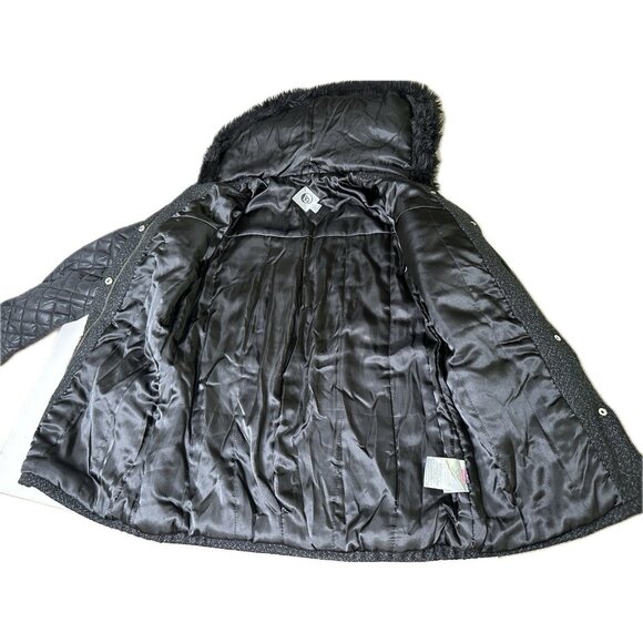 Volcom Women’s Jacket XS Black Quilted Faux Fur Hood Wool Blend Coat - Picture 6 of 10
